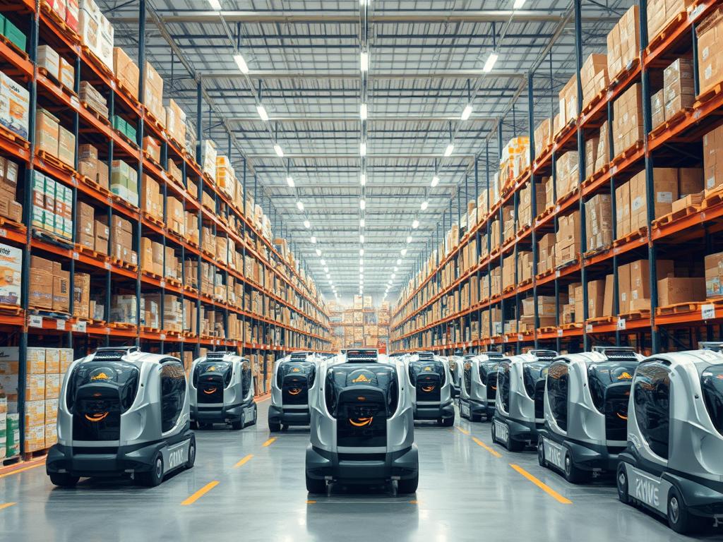 Automated guided vehicles in Amazon warehouse Automated guided vehicles in Amazon warehouse